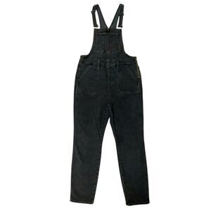 Madewell Overalls Womens Large Black Tapered Stretch Cotton Blend Denim Casual